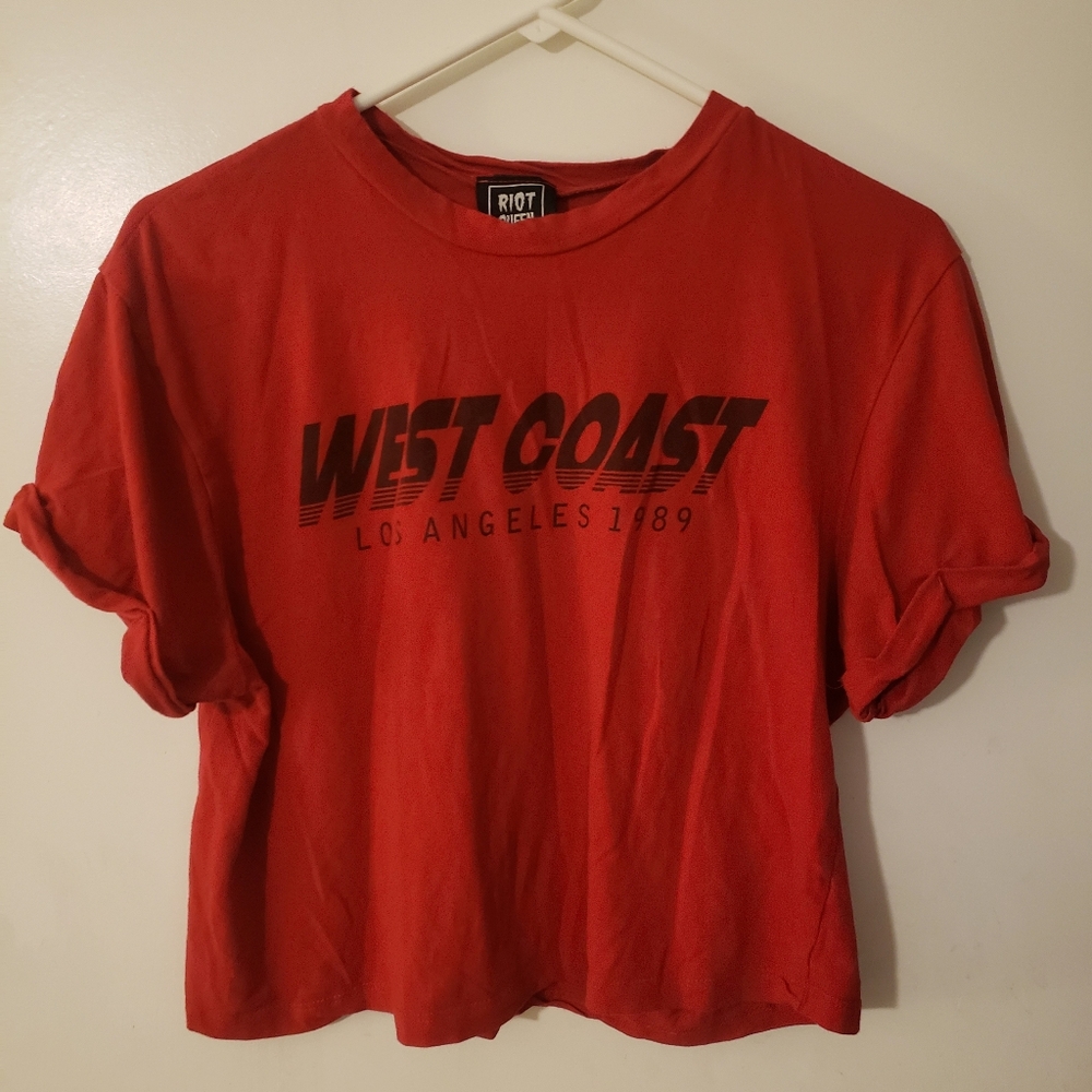 Riot Queen - Red, West Coast 1989 Crop Top. Juniors Size Large